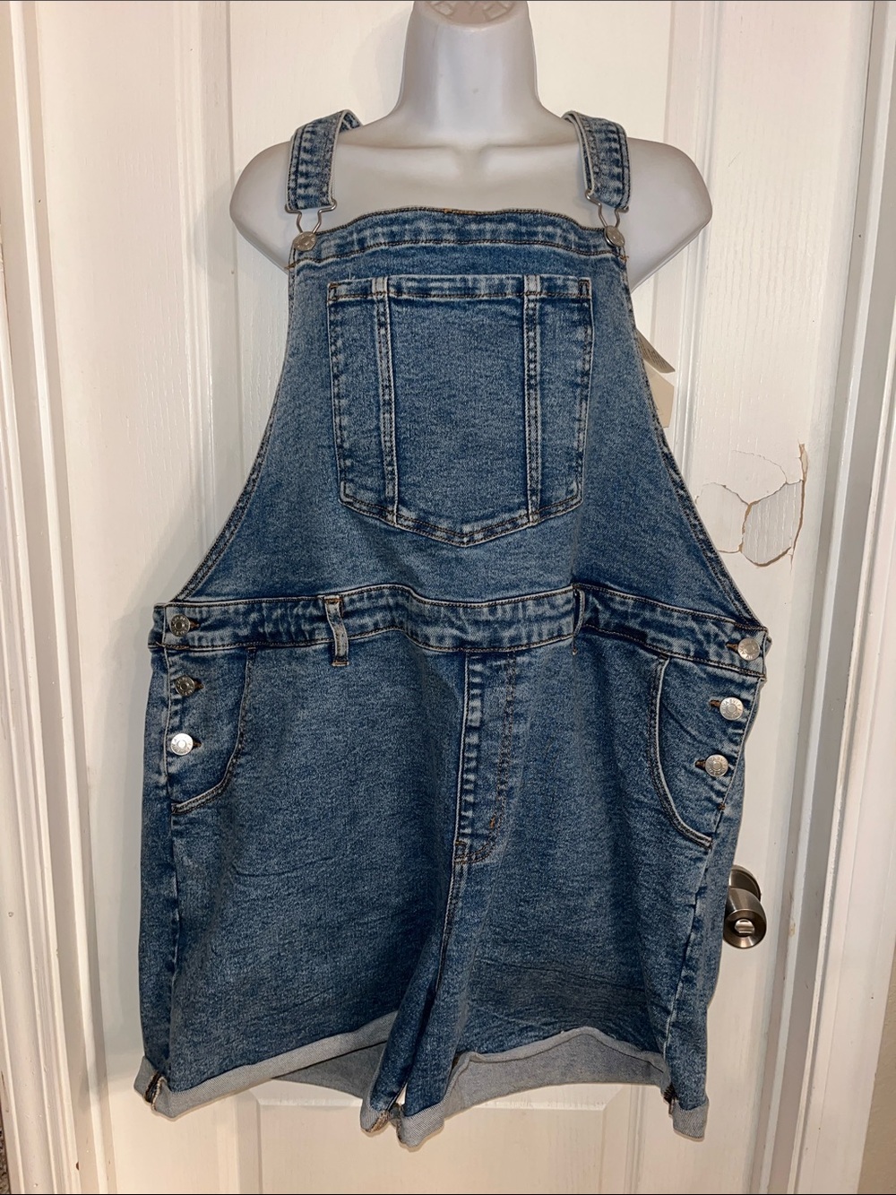 NWT Ava & Viv denim medium wash overalls, size 22